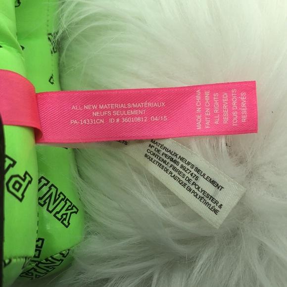 Pink Victoria Secret Stuff Plush Animal Dog Green - Picture 10 of 10